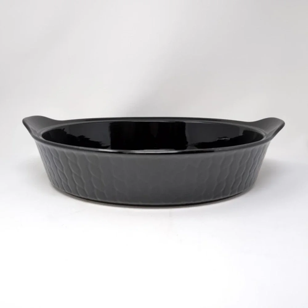 Temptations by Tara Carved Willow 4 Quart Oval Baker Baking Dish Black Oven Safe